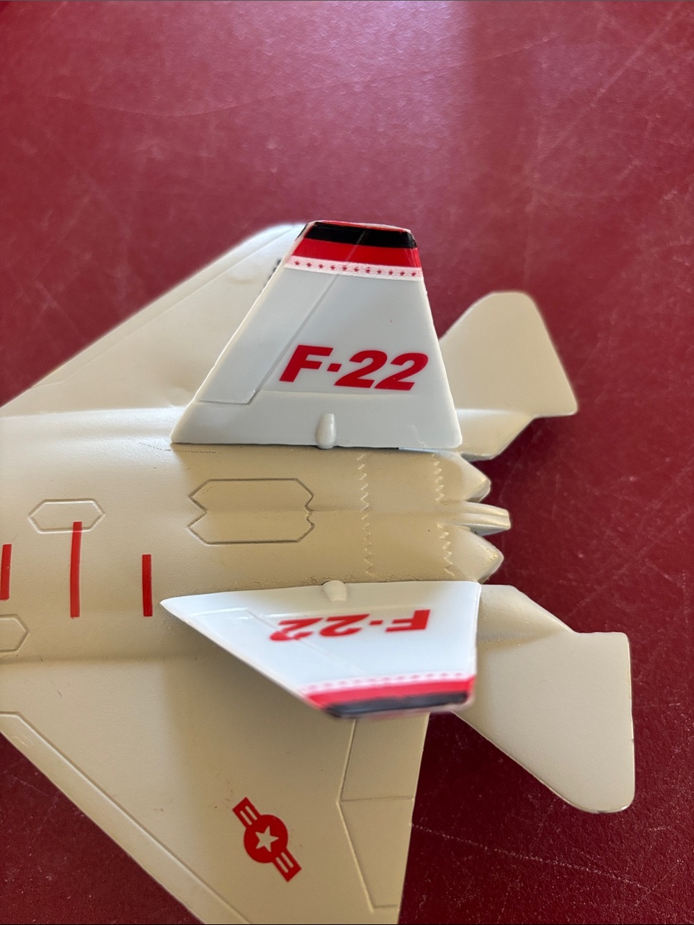 Kids Toy F-22 Jet Fighter - Silver and Red - Picture 9 of 10